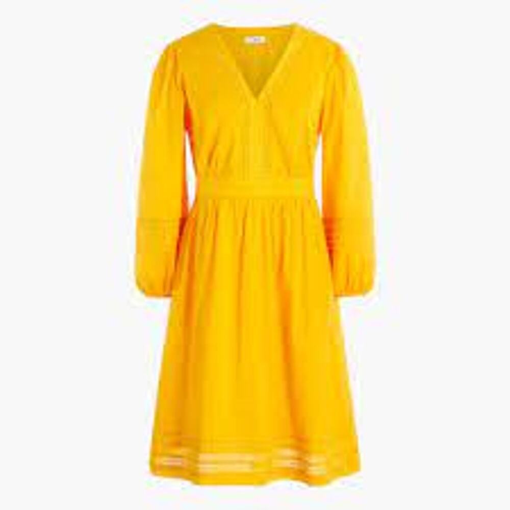 J. Crew Factory Cotton V-Neck Mini Dress Pockets in Marigold Size Small